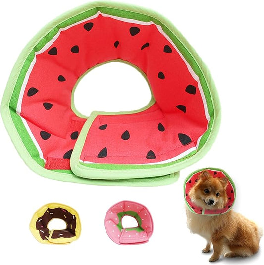 Soft Dog Cone, Lightweight Elizabethan Collar for Dogs, Adjustable Soft Cones for Dogs/Cats to Stop Licking After Surgery, Cute Watermelon Cone of Shame Alternatives for Pets (X-Small)