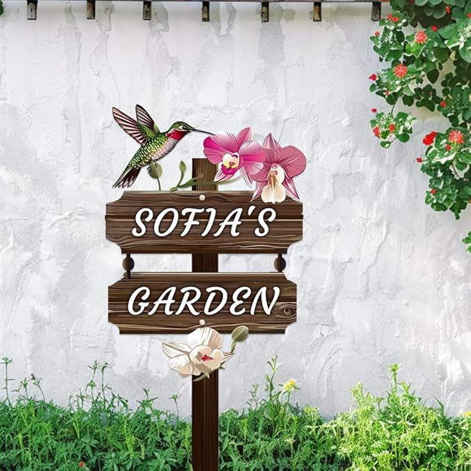 Personalized Watercolor Bird Metal Sign with Stake,Custom Gardener Last Name Signs Outdoor Decor,Customized Gardening Housewarming Gifts,Birds on the Branch Plaques for Patio Lawn Porch Backyard Farm