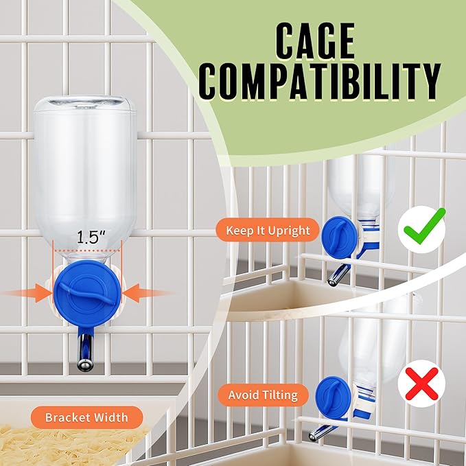 Choco Nose Patented Mini No-Drip Water Bottle/Feeder for Hamsters/Hedgehogs/Gliders/Rats/Mice/Other Small Pets and Animals - for Cages, Crates or Wall Mount. 10.2oz. Nozzle 10mm, Blue (C125)