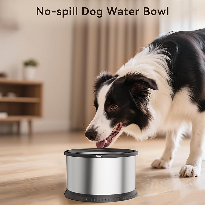 2PCS 3.5L No Spill Dog Water Bowl 118oz Stainless Steel Slow Water Bowl for Small Medium Large Dogs Splash Proof Pet Bowl with Anti-Slip Mat for Sloppy Messy Drinkers
