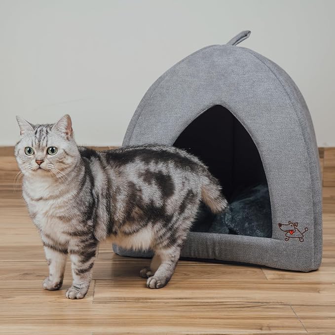 Best Pet Supplies Pet Tent-Soft Bed for Dog and Cat by - Gray, 20" x 20" x H:22"