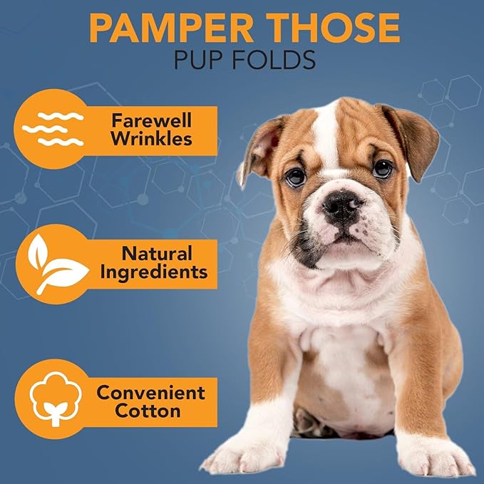 NOVEHA Wrinkle XL Wipes for Dogs | Wipes for Bulldog, French Bulldog, Pug, English Bulldog โ Wipes for Multiple Areas Removes Dirt, Wrinkles, Folds, Tear Stain, Tail Pockets & Paws (240 Counts)