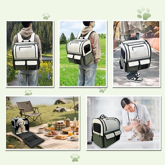 Cat Backpack Carrier, Pet Backpack for Small Dogs, Medium Cats, UP to 16 lbs, Ergonomic 3D Design, Strap Hidden Storage Compartment Dog Backpack Carrier for Hiking, Camping and Vet Visits (Purple)