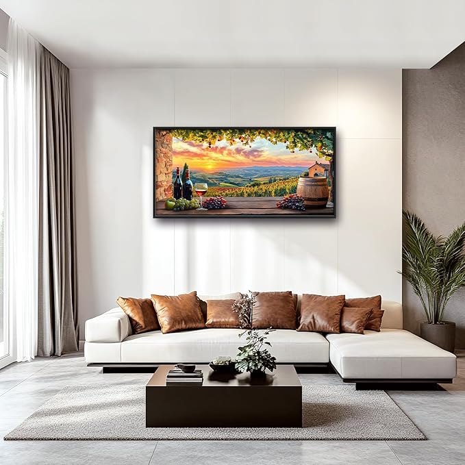 Large Sunrise Landscape Wall Art for Living Room, Sunset Scenery Canvas Oversized Wall Decor for Dining Room, Farmhouse Framed Pictures Painting Print Artwork for Bedroom Office 60L" x 30W"
