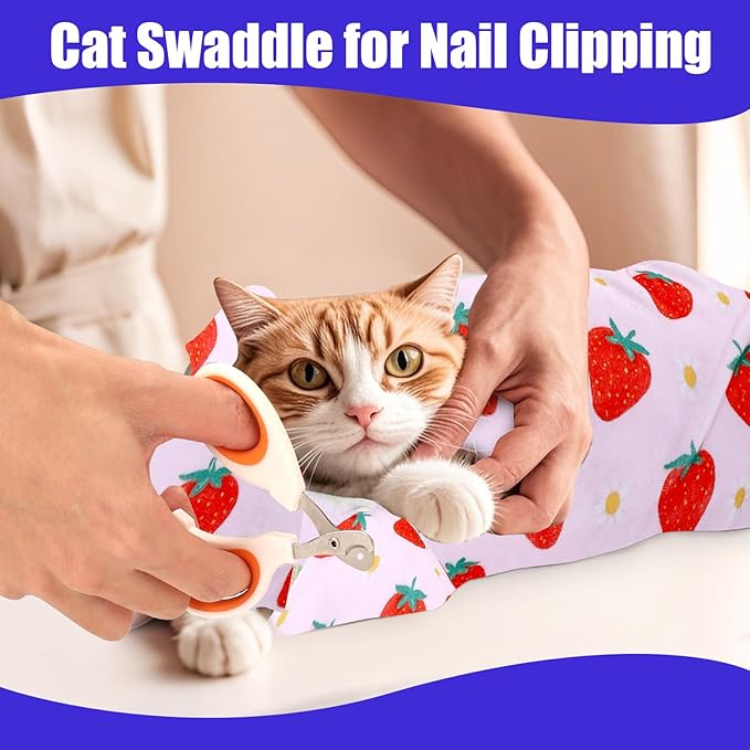 XANGNIER Cat Wrap for Grooming,Cat Restraint Wrap for Cutting Nails,Fabric Burrito Wrap for Nail Clipping, Anti-Scratch, Anti-Escape,Multifunctional Swaddle Wrap Pet Tool (20.8 x 20.8 Inch)