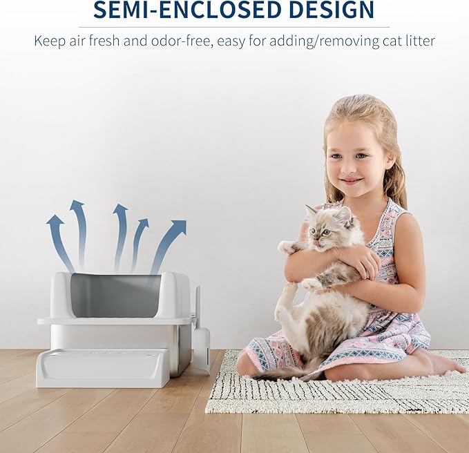 Stainless Steel Cat Litter Box 6 inch, XXL Large Cat Litter Tray with High Side, Platform Step and Scoop for Big Cats Multiple Cats, Easy Clean