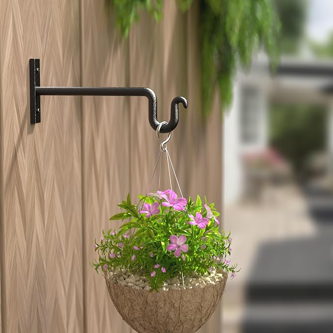 10 inch Plant Hook Plant Hanger - 2 Pack Plant Bracket Metal Plant Wall Hooks for Hanging Flower Basket, Lanterns, Bird Feeder, Wind Chimes Indoor & Outdoor.