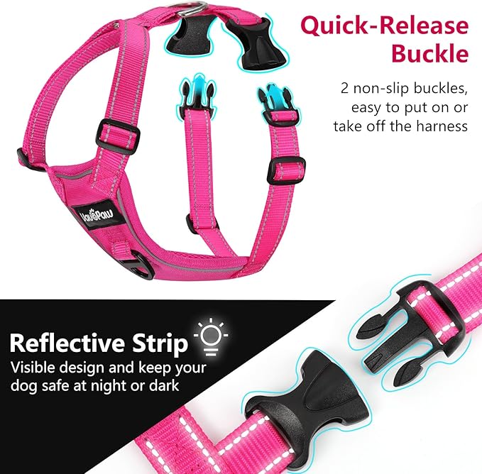 Dog Seat Belt Harness for Car, Dog Car Harness Adjustable Mesh Breathable & Dogs Seatbelt Safety Tether with Elastic Bungee for Small Medium Large Pets(Rose, S)