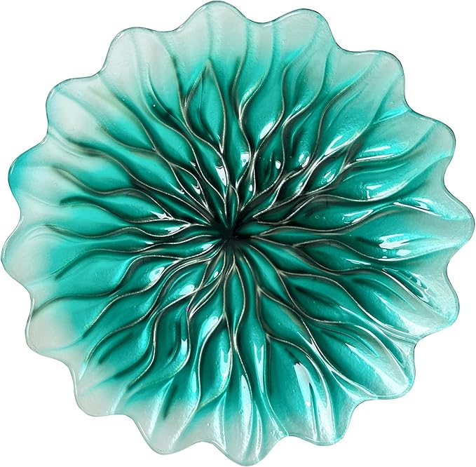 HONGLAND Bird Bath for Outside-Bird Baths for Outdoors-Glass Large Birdbaths Bowl with Metal Stand for Garden Patio Lawn Decor - Green