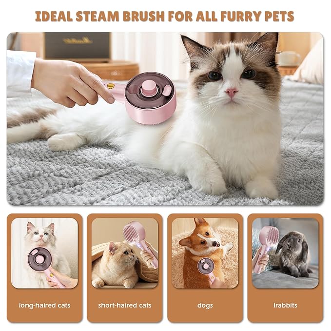 Cat Steam Brush for Shedding Spritz Defur Comb Cloud Care Cat Brush for Indoor Cats Shedding Steam Brushes for Long Short Hair Cats Dogs 2024 New Spray Pet Grooming Brushes for Massage Clean