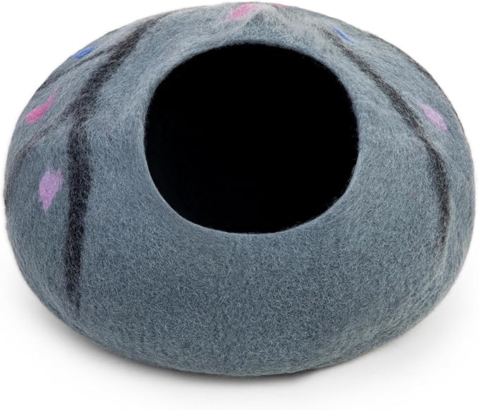 Woolygon Premium Felt Cat Cave Bed โ Wool Kitty Beds Handcrafted Kitten Caves Bed for Indoor Cats - Made from 100% Eco-Friendly Merino Wool, Foldable Cat Hidewawy Covered Cat Houses (Enchanted Tree)