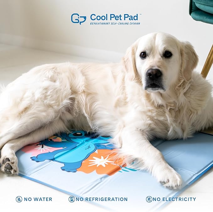 The Green Pet Shop Cool Pet Pad - Extra Large, Disney’s Stitch - Self-Cooling, Pressure Activated Mat for Dogs & Cats from 80+ lbs - Non-Toxic Gel, No Water Needed