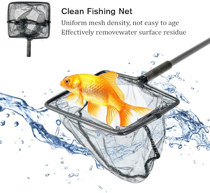 ZRDR Stainless Steel Algae Scraper Aquarium Cleaning Tool for Glass Aquariums, Including Algae Scraper, Sponge Pad, Fish Net, Cleaning Brush, Adjustable Length, Durable, Does Not Hurt The Fish Tank