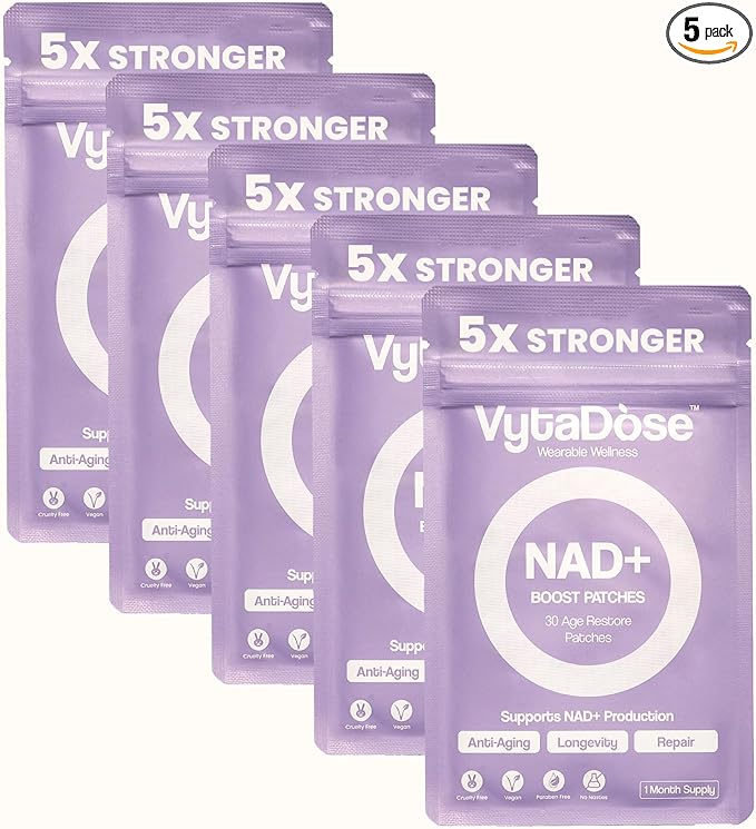 NAD+ Boost Patches | Anti-Aging and Wellness Support | 5x Stronger Formula | NMNH, Resveratrol, Hyaluronic Acid, Vitamin C, & Coq10 l Premium 8-Hour Time-Release Patch for Enhanced Absorption