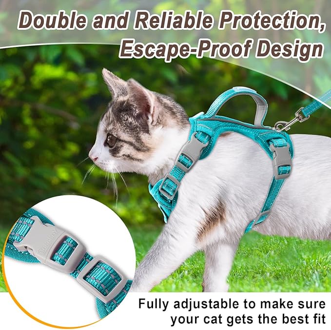 Cat Harness and Leash Set for Walking Escape Proof for Small Large cat Kitten Harness with ID tag Pocket (Blue,XXS)