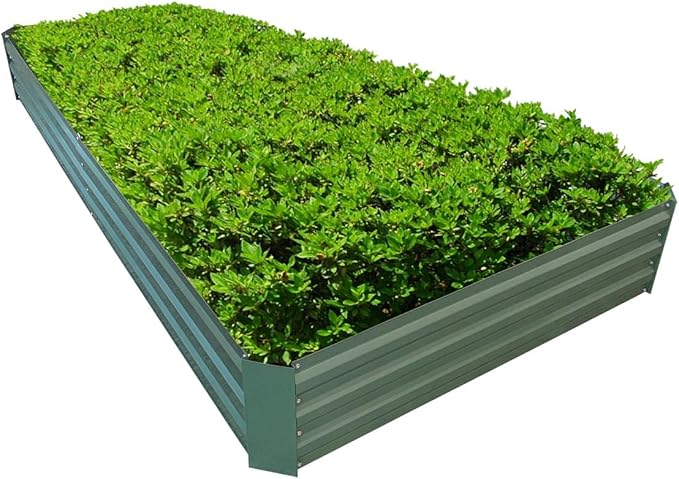 8x4x1ft Metal Raised Garden Bed Kit,Galvanized Garden Bed Box for Vegetables, Flowers, Herbs, and Succulents,240 Gallon Capacity - Green