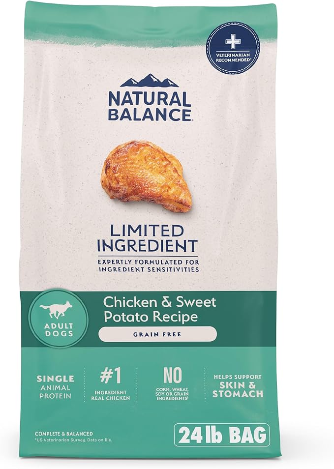 Natural Balance Limited Ingredient Adult Grain-Free Dry Dog Food, Chicken & Sweet Potato Recipe, 24 Pound (Pack of 1)