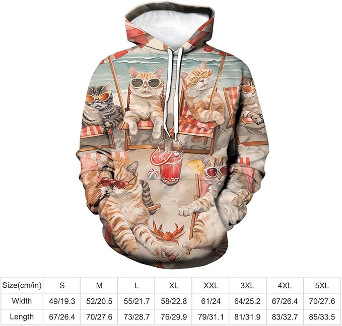 Unisex Adults 3D Dog Cat Printed Hoodies for Men Women Pullover Novelty Sweatshirts with Pockets