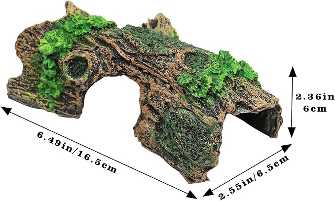 Oooct Hermit Crab Climbing Toy, Aquarium Betta Fish Hideout Caves, Resin Hollow Tree Trunk Ornament, Tank or Aquarium Decorations, Climbing and Hide Toy for Reptile Lizard Newt Hermit Crab