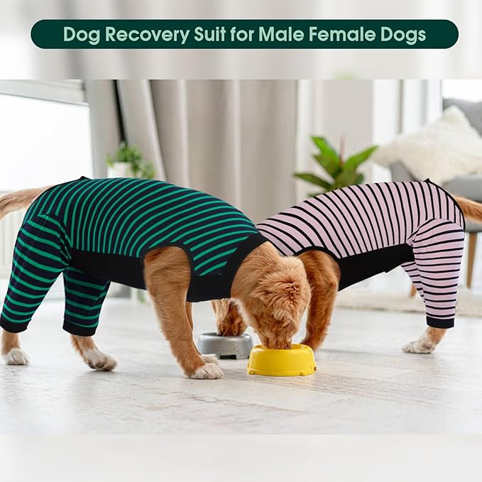 Kuoser Dog Recovery Suit, Anti Licking Dogs Rear Leg Sleeve, Abdominal Dog Surgical Suit with Pants Cover Protect Wounds, Dogs Elbow Protector Soft Pet Surgery Onesie Cone Alternative, Pink XL