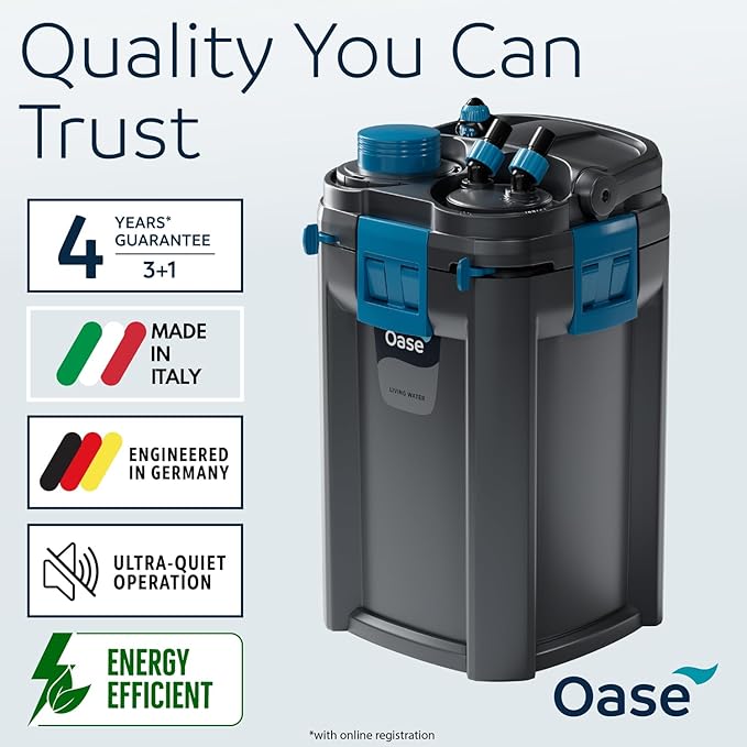 OASE BioMaster 2 Thermo 850 Canister Filter for Aquariums – External Aquarium Filter with Built-in Heater – EasyClean Pre-Filter, Quiet Operation – Freshwater & Saltwater, Up to 225 Gallons