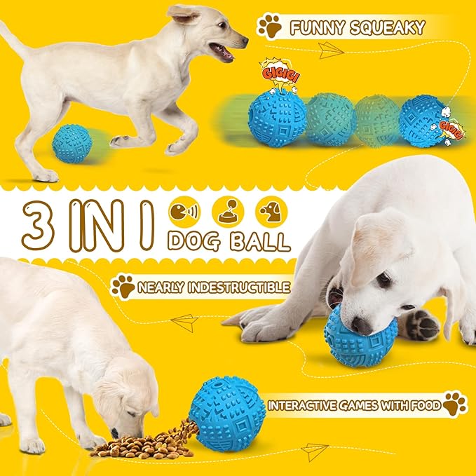 LEGEND SANDY Dog Balls Treat Dispensing Dog Toys for Aggressive Chewers Large Breed, Nearly Indestructible Squeaky Puppy Chew Toys for LargeBreeds, Natural Rubber Doggie Puzzle Toys, Pet Treat Ball