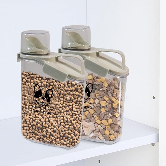 DogTreats Storage Container Airtight Portable Dog Food Container with Handled Lid and Pour Spout,DogTreats Storage for Dog Dry Food Small Pet Food Container