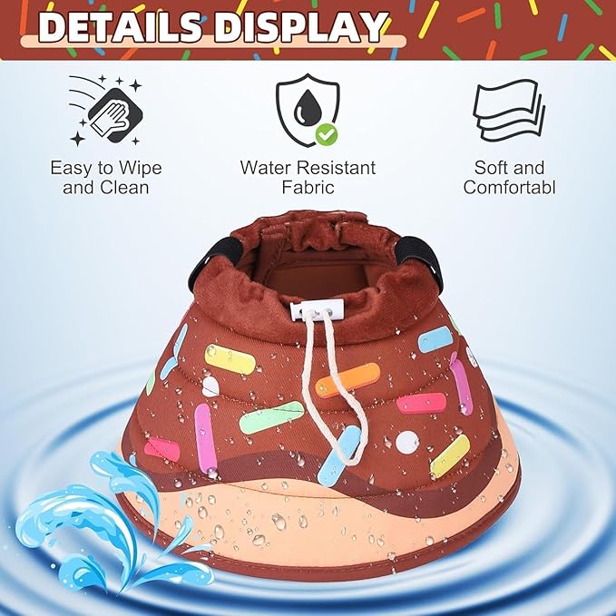 KOOLTAIL Cat Cone Collar Soft, Adjustable Cat Cones to Stop Licking, Foldable Donut Water Resistant Pet Recovery Neck E Collars After Surgery, Kitten Elizabethan Collar for Small to Large Cats,Brown L