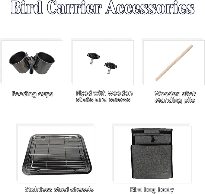 Portable Bird Carrier Backpack - Ideal Bird Travel Carrier for Parrot, Finch, Sparrow - Bird Backpack with Portable Cage