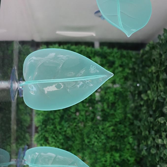 3 Pack Plastic Leaf Decorations with Suction Cups, Frog Habitat Platform, Reptile Decorations for Terrarium, Tank Terrarium Accessories for African Dwarf, Toad