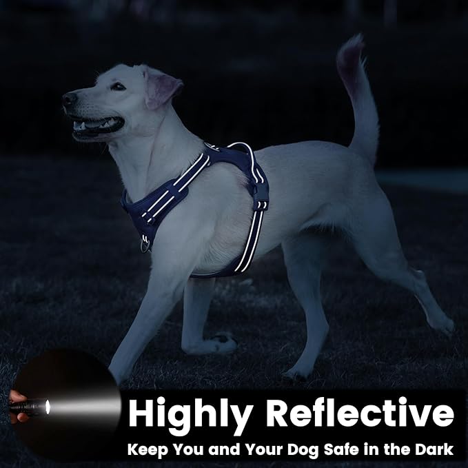 No Pull Dog Harness, Reflective Puppy Vest for Small Medium Large Sized Dog(Prussian Blue,M)