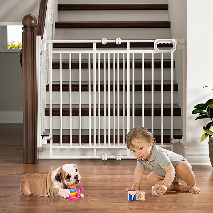 Mom's Choice GROWNSY Baby Gate No Bottom Bar, Adjustable Width 26โ to 36โ for Child and Pet, Dog Gate with Auto-Close & One-Hand Operation, Screw-in Installation for Doorways and Indoor Use