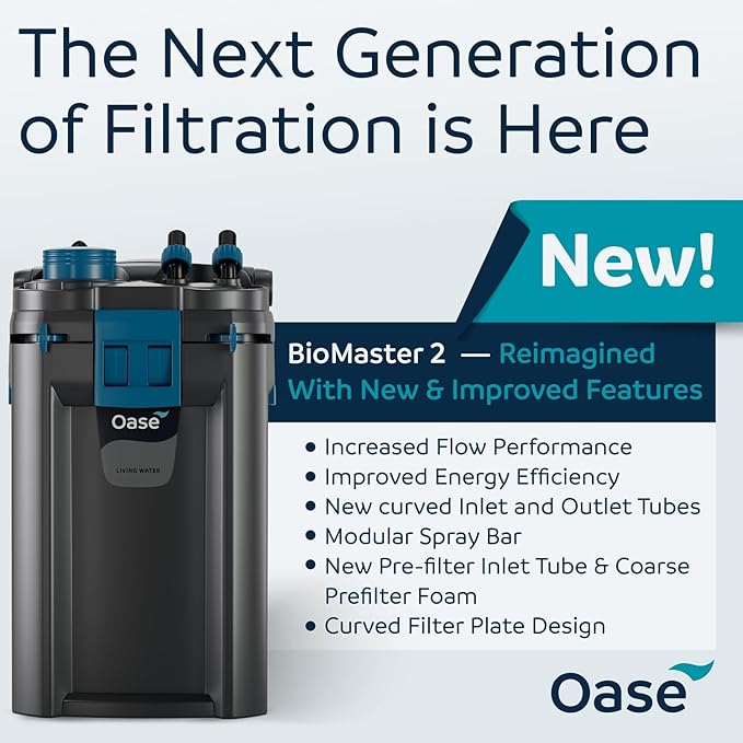 OASE BioMaster 2 Thermo 850 Canister Filter for Aquariums – External Aquarium Filter with Built-in Heater – EasyClean Pre-Filter, Quiet Operation – Freshwater & Saltwater, Up to 225 Gallons