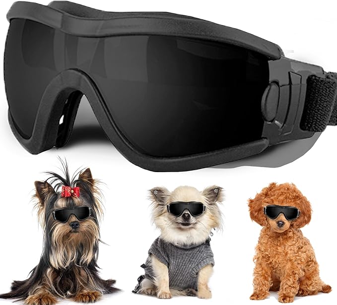 Small Dog Sunglasses with Adjustable Strap UV Protection, Winproof Puppy Sunglasses, Suitable for Dogs Eyes Protection,Soft Dog Goggles