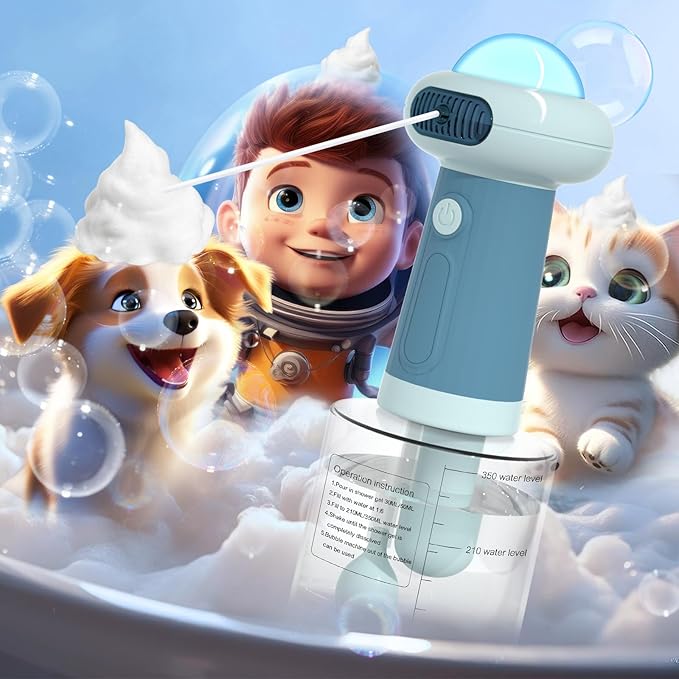 Electric Dog Shampoo Dispenser,IPX7 Cat Shampoo Sprayer,Pet Bath Supplies Automatic Foaming Shampoo Dispenser for Dog Deep Cleaing,Kitchen Sink,Bathroom Blue