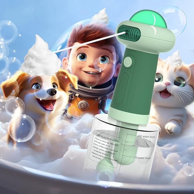 Electric Dog Shampoo Dispenser,IPX7 Cat Shampoo Sprayer,Pet Bath Supplies Automatic Foaming Shampoo Dispenser for Dog Deep Cleaing,Kitchen Sink,Bathroom Green