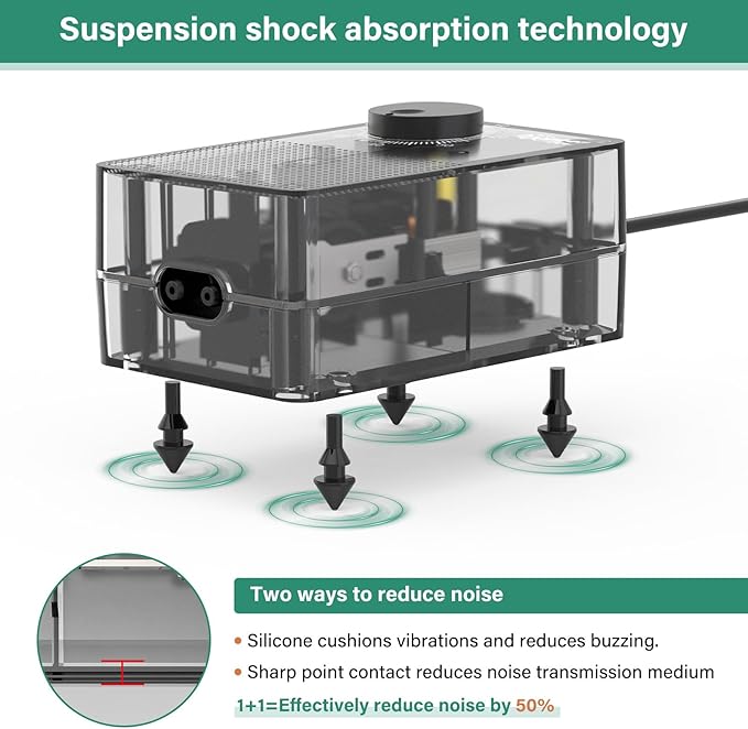 hygger See-Through Air Pump for Aquarium: Adjustable Oxygen Pump,Silent Powerful Aerator Pump 3.5W 2 Air Outlets Ultra Silent for Large Medium Fish Tank,Hydroponic Systerm, Household Commercial Use