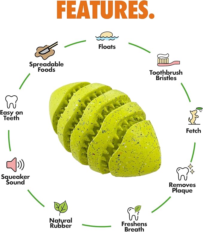 Max Fusion with Nike Grind, Arlee Spiro Football Treat Dispensing Dog Toy, Durable Dog Treat Toy, XL