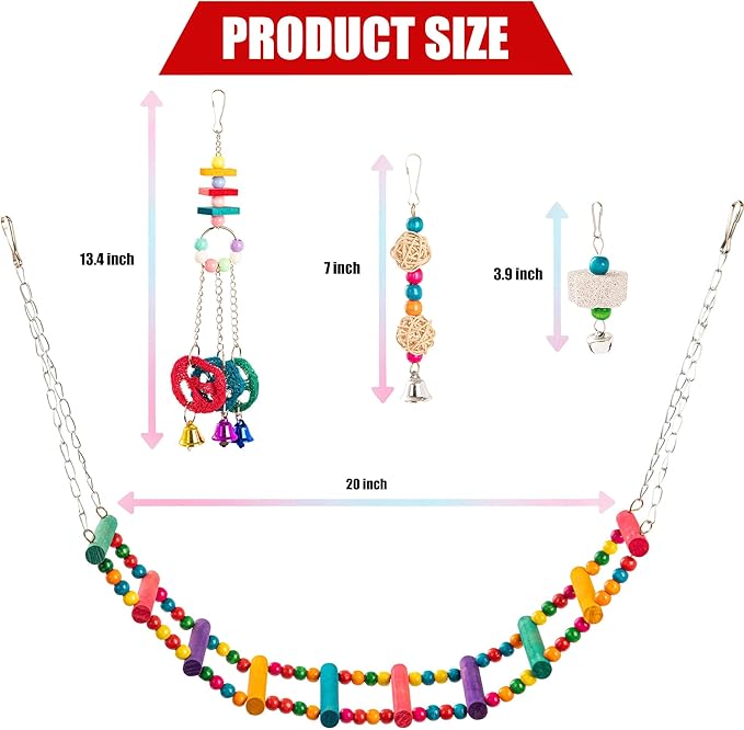 14PCS Chicken Toys for Coop Accessories, Swing Bridge Ladder Mirror Xylophone Toys with Bells Hanging String Vegetable Fruits Skewer Hanging Feeder Chicken Chewing Toy for Hens Chick Bird Parrot