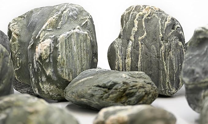 Aquarium Stone Green River Rock 40LB Rocks aquascaping Fish Tank Decor Rocks for Aquariums Fairy Gardens Model Railroads Dioramas Wargaming Mosaic Art(4-10inch / 7PCS)