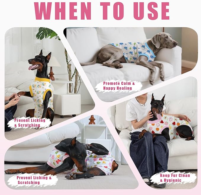 Recovery Suit for Dogs After Surgery, Professional Dog Surgical Suit for Female Spay, Male Neuter, E-Collar & Cone Alternative Dog Onesie for Abdominal Wounds Skin Disease, Jellyfish, S
