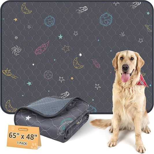 LOOBANI Washable Pee Pads for Dogs: Large Dog Pee Pad Reusable 65" x 48", Absorbent Pet Whelping Pads, Waterproof and Non-Slip Dog Training Mats for Crate, Playpen, Floor, Sofa, Cage, Grey