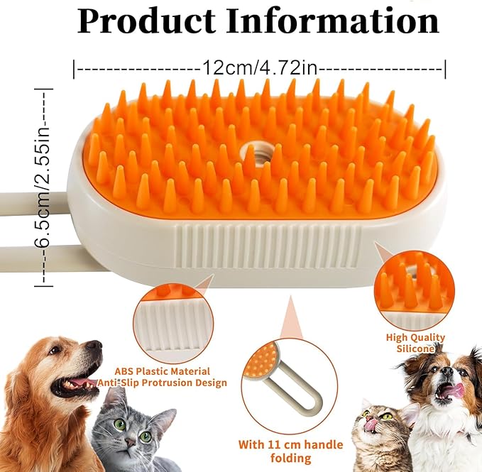 4-in1 Cat Steam Brush for Shedding & Grooming, Spray Hair Removal Comb with 2 Waterless Shampoo, Cat and Dog Brush for Shedding, Pet Grooming Comb Hair Removal Tool for Cats and Dogs