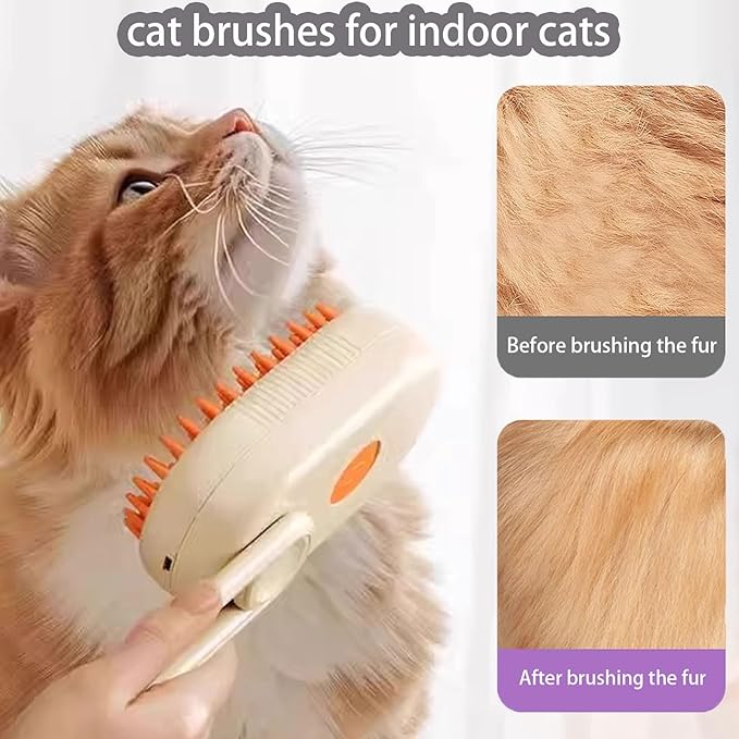 cat steam brush for shedding -4 in 1 Rechargeable Steam Brush for Cats and Dogs, Anti-static, Massage, Cleaning, Shedding & Combing All In One!grooming tool for cats and dogs(Beige)