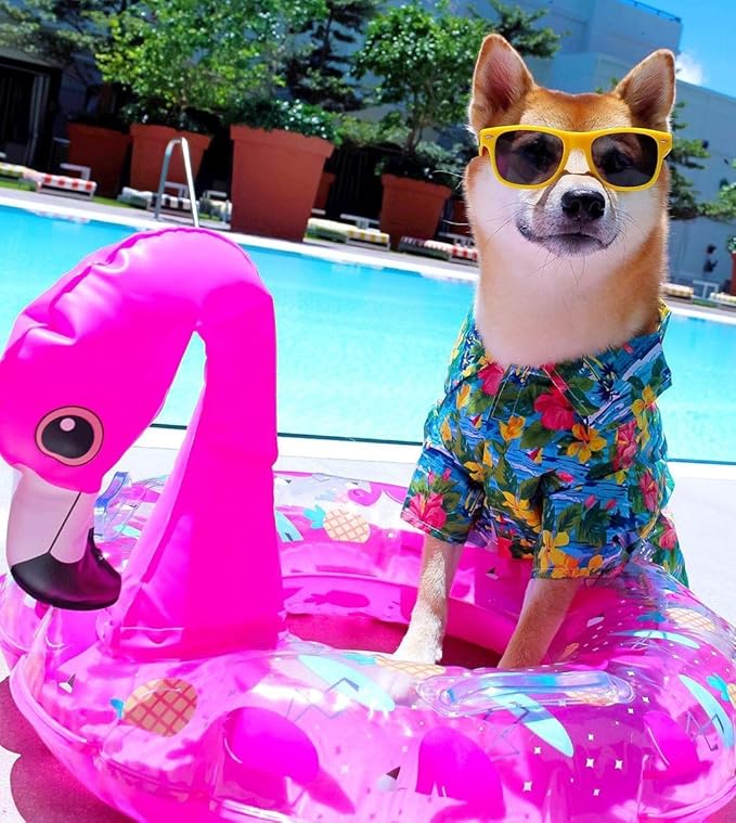 Parisian Pet Hawaiian Dog Shirt - Cotton Summer Clothes - Stylish Beach Outfit - Hook and Loop Closure - Machine Washable for Medium Dogs