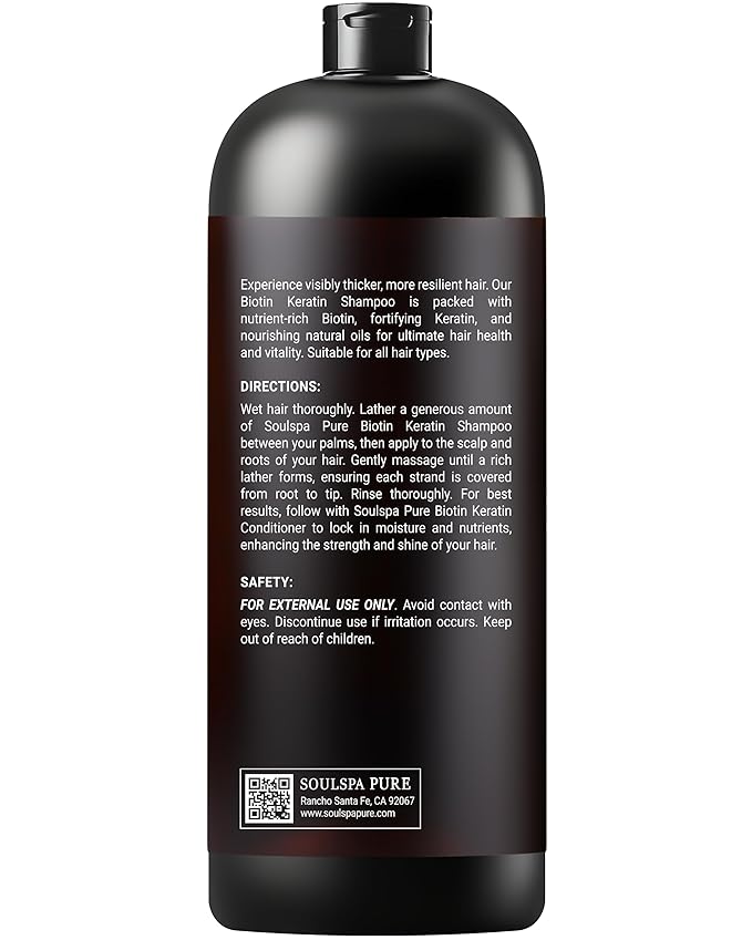 Biotin Shampoo with Keratin - Advanced Anti-Thinning, Hair Growth & Repair Formula - Soothes Scalp, with Tea Tree Oil & DHT Blockers - Strong, Healthy Hair for Men & Women - 16 fl oz