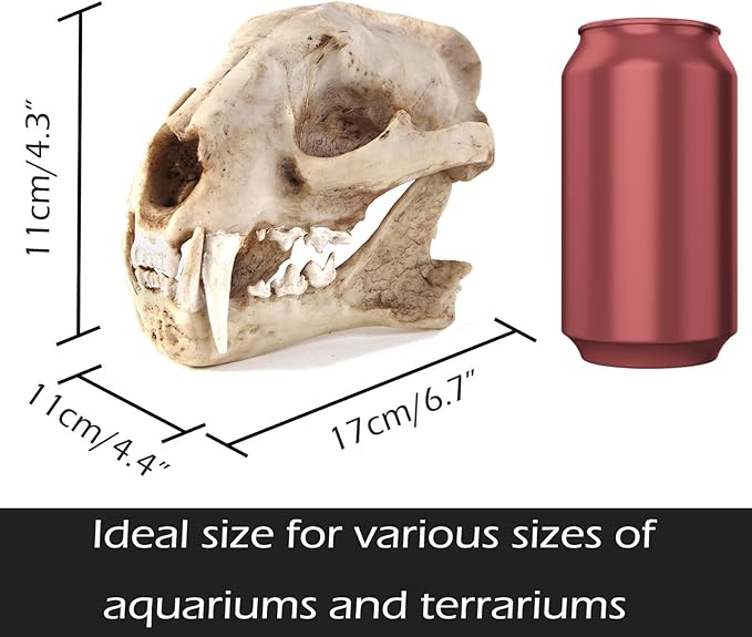 Aquarium Dรฉcor Cave Decorations Fish Hideout Betta Tarantula Reptile Snake for Terrarium Ornament Dinosaur Animal Skull Large Bones Halloween
