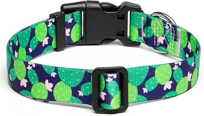 Mercano Adjustable Dog Collar - Special Design Patterns, Soft Nylon Comfortable Durable Pet Collar for Small Medium Large Dogs (M, Cactus)