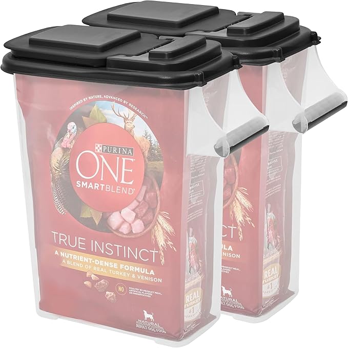 Buddeez Pet Food Storage Containers - Capacity Dog Food Storage Container, Cat Food Container, Bird Seed Storage Container, with Durable EZ Grip Handle, EZ Flip Lid & Scoop (2 Pack) 16 QT/16 LB