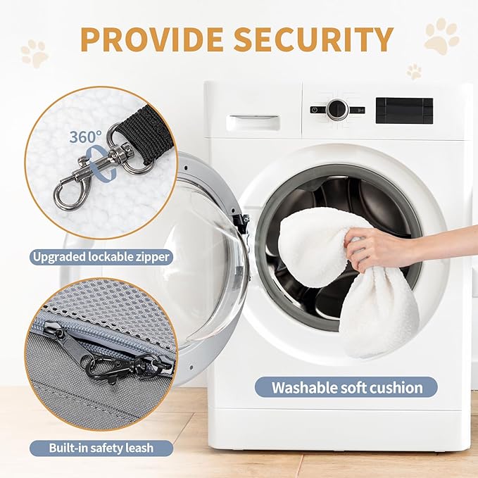 Petsfit Airline Approved Pet Carrier for Small Cats, 16.5x8.6x11 TSA Approved Carrier, with Removable Dual-Sided Padding (2-Way Placement) - Fits Under Most Airplane Seats, Escape Proof (Gray)